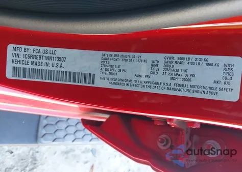 2022 Ram 1500 Big Horn 4X2 6'4 Box from USA, damaged, VIN 1C6RREBT1NN113507